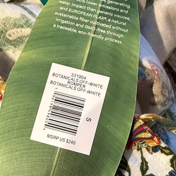 Farm Rio Botanical Off White Long Sleeve Romper Size Small NWT - Picture 12 of 16